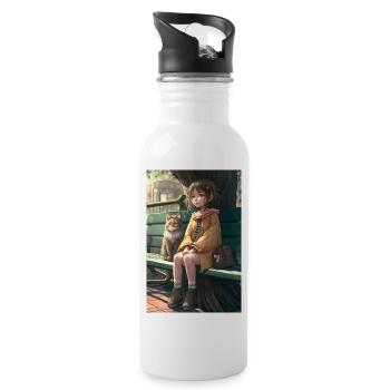 Manga Girl Cat Cadeau - Gourde avec paille intégrée - blanc - Droite
