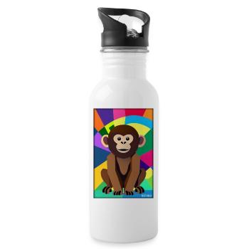 Affe Polygon Tiere Wildnis Zoo Afrika Safari - Trinkflasche mit integriertem Trinkhalm - Weiß - Rechts