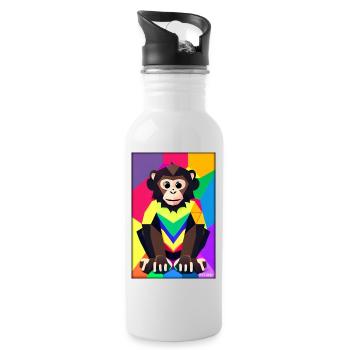 Affe Polygon Tiere Wildnis Zoo Afrika Safari - Trinkflasche mit integriertem Trinkhalm - Weiß - Rechts