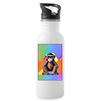 Affe Polygon Tiere Wildnis Zoo Afrika Safari - Trinkflasche mit integriertem Trinkhalm - Weiß - Rechts