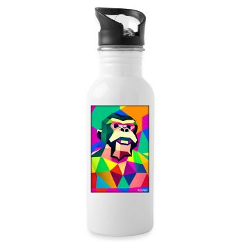 Affe Polygon Tiere Wildnis Zoo Afrika Safari - Trinkflasche mit integriertem Trinkhalm - Weiß - Rechts