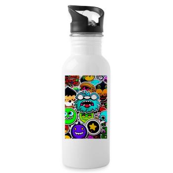 Lustige Monster - Trinkflasche mit integriertem Trinkhalm - Weiß - Rechts