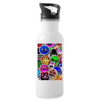 Funny Monsters Stickers - Water bottle with straw - white - Right