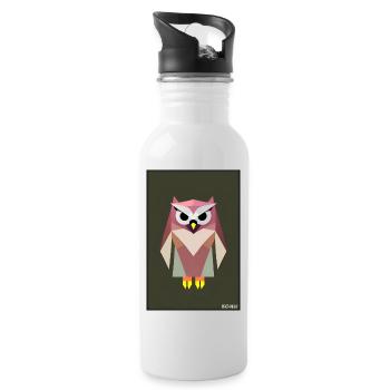 Eule Wütend Polygon Waldtier Wildnis Vogel Nacht - Trinkflasche mit integriertem Trinkhalm - Weiß - Rechts
