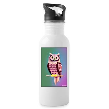 Eule Wütend Polygon Waldtier Wildnis Vogel Nacht - Trinkflasche mit integriertem Trinkhalm - Weiß - Rechts