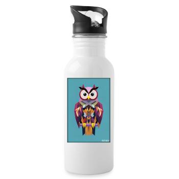 Eule Wütend Polygon Waldtier Wildnis Vogel Nacht - Trinkflasche mit integriertem Trinkhalm - Weiß - Rechts
