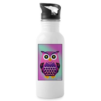 Eule Wütend Polygon Waldtier Wildnis Vogel Nacht - Trinkflasche mit integriertem Trinkhalm - Weiß - Rechts