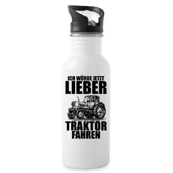 Landwirt Bauer Farmer - Trinkflasche mit integriertem Trinkhalm - Weiß - Rechts