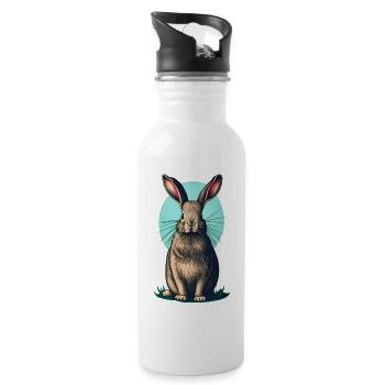 Easter bunny with turquoise egg - Water bottle with straw - white - Right