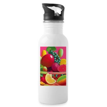 Früchte - Trinkflasche mit integriertem Trinkhalm - Weiß - Rechts