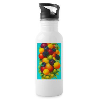 Früchte - Trinkflasche mit integriertem Trinkhalm - Weiß - Rechts