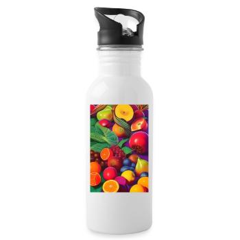 Früchte - Trinkflasche mit integriertem Trinkhalm - Weiß - Rechts