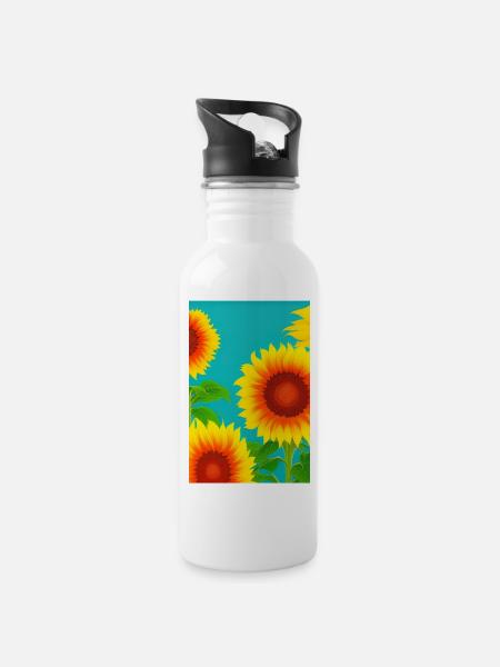 Tournesols - Gourde avec paille intégrée - blanc