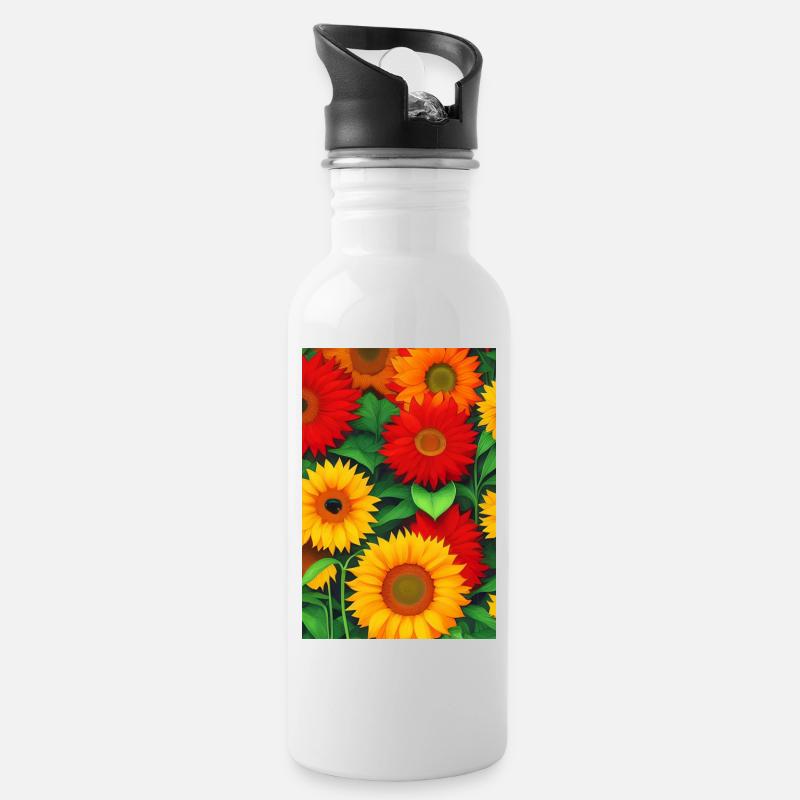 Tournesols - Gourde avec paille intégrée - blanc