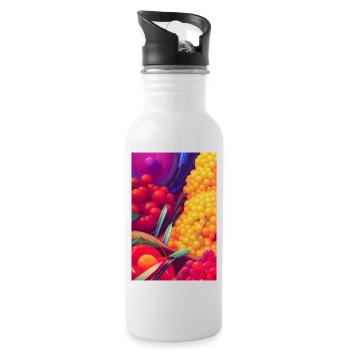 Früchte - Trinkflasche mit integriertem Trinkhalm - Weiß - Rechts