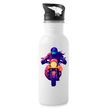 Motorcross Motorcycle Fan Motorcyclist - Water bottle with straw - white - Right