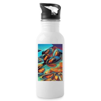 Mussels - Water bottle with straw - white - Right