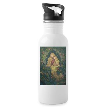 Raiponce et Roses rouges - Gourde avec paille intégrée - blanc - Droite