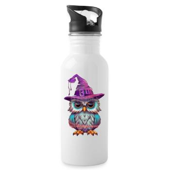 Sorcière hibou avec chapeau - Gourde avec paille intégrée - blanc - Droite