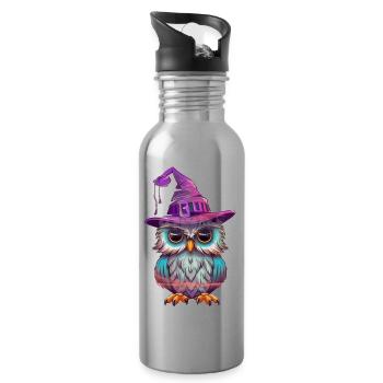 Sorcière hibou avec chapeau - Gourde avec paille intégrée - argent clair - Droite