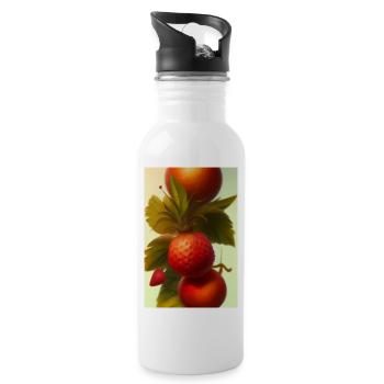 Fraise - Gourde avec paille intégrée - blanc - Droite