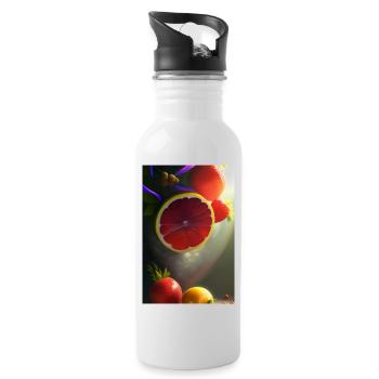 Früchte - Trinkflasche mit integriertem Trinkhalm - Weiß - Rechts