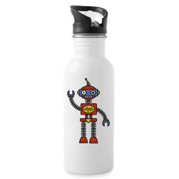 Roboter - Trinkflasche mit integriertem Trinkhalm - Weiß - Rechts