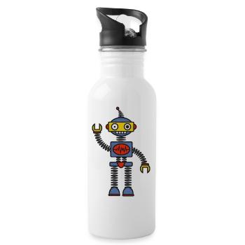 Roboter - Trinkflasche mit integriertem Trinkhalm - Weiß - Rechts