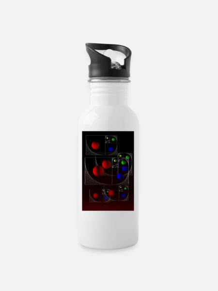 Fibonacci on black - Trinkflasche mit integriertem Trinkhalm - Weiß