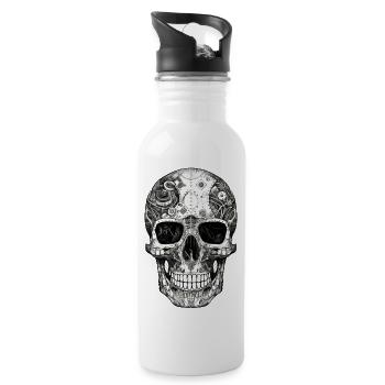Creepy Machine Skull Skull dans le style gothique - Gourde avec paille intégrée - blanc - Droite