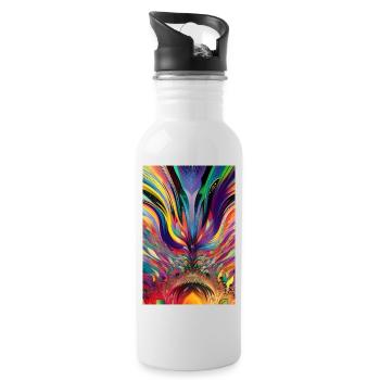 Abstract art - Water bottle with straw - white - Right
