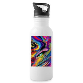 Abstract art - Water bottle with straw - white - Right