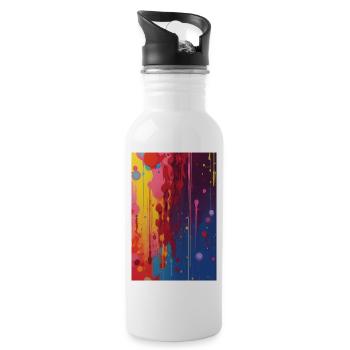Abstract art - Water bottle with straw - white - Right