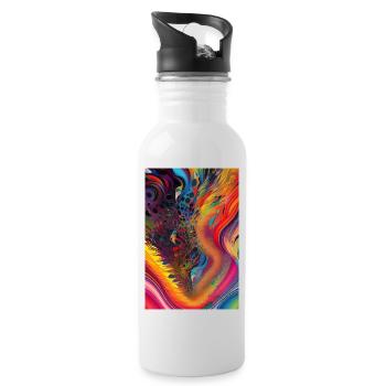 Abstract art - Water bottle with straw - white - Right