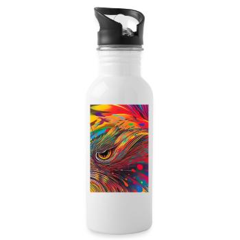 Abstract art - Water bottle with straw - white - Right