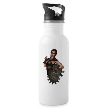 The Lady of Steampunk - Water bottle with straw - white - Right