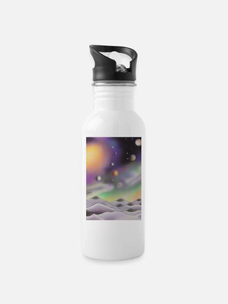 Espace et planètes - Gourde avec paille intégrée - blanc