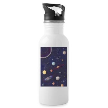 Espace et planètes - Gourde avec paille intégrée - blanc - Droite