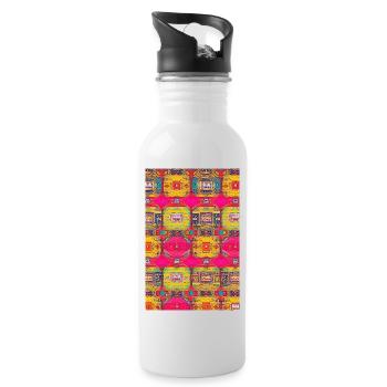 Modèle rétro - Gourde avec paille intégrée - blanc - Droite