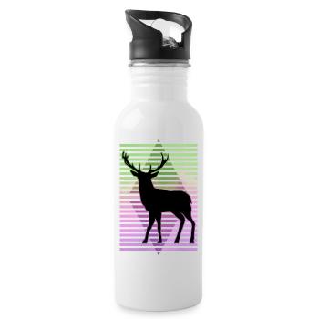 Hirsch - Trinkflasche mit integriertem Trinkhalm - Weiß - Rechts