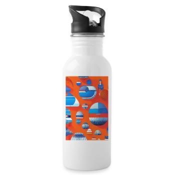 Abstract art - Water bottle with straw - white - Right