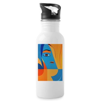 Abstract art - Water bottle with straw - white - Right