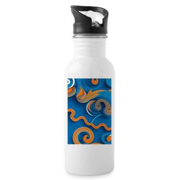 Abstract art - Water bottle with straw - white - Right