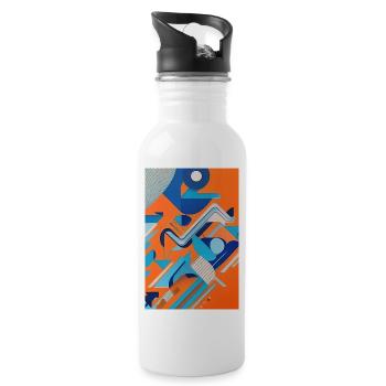 Abstract art - Water bottle with straw - white - Right