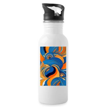 Abstract art - Water bottle with straw - white - Right