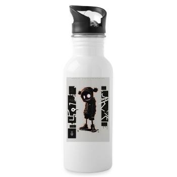 Robot Graffiti Design by ART8NS Art ON Streetwear - Trinkflasche mit integriertem Trinkhalm - Weiß - Rechts