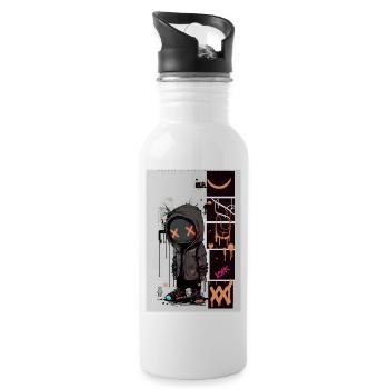 Robot Graffiti Design by ART8NS Art ON Streetwear - Trinkflasche mit integriertem Trinkhalm - Weiß - Rechts