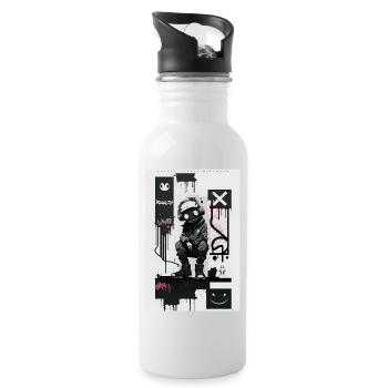 Robot Graffiti Design by ART8NS Art ON Streetwear - Trinkflasche mit integriertem Trinkhalm - Weiß - Rechts