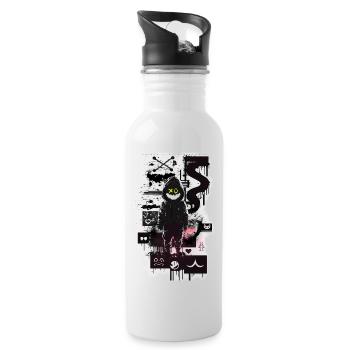 Robot Graffiti Design by ART8NS Art ON Streetwear - Trinkflasche mit integriertem Trinkhalm - Weiß - Rechts
