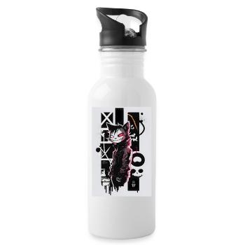 Cat Graffiti Design by ART8NS Art ON Streetwear - Water bottle with straw - white - Right